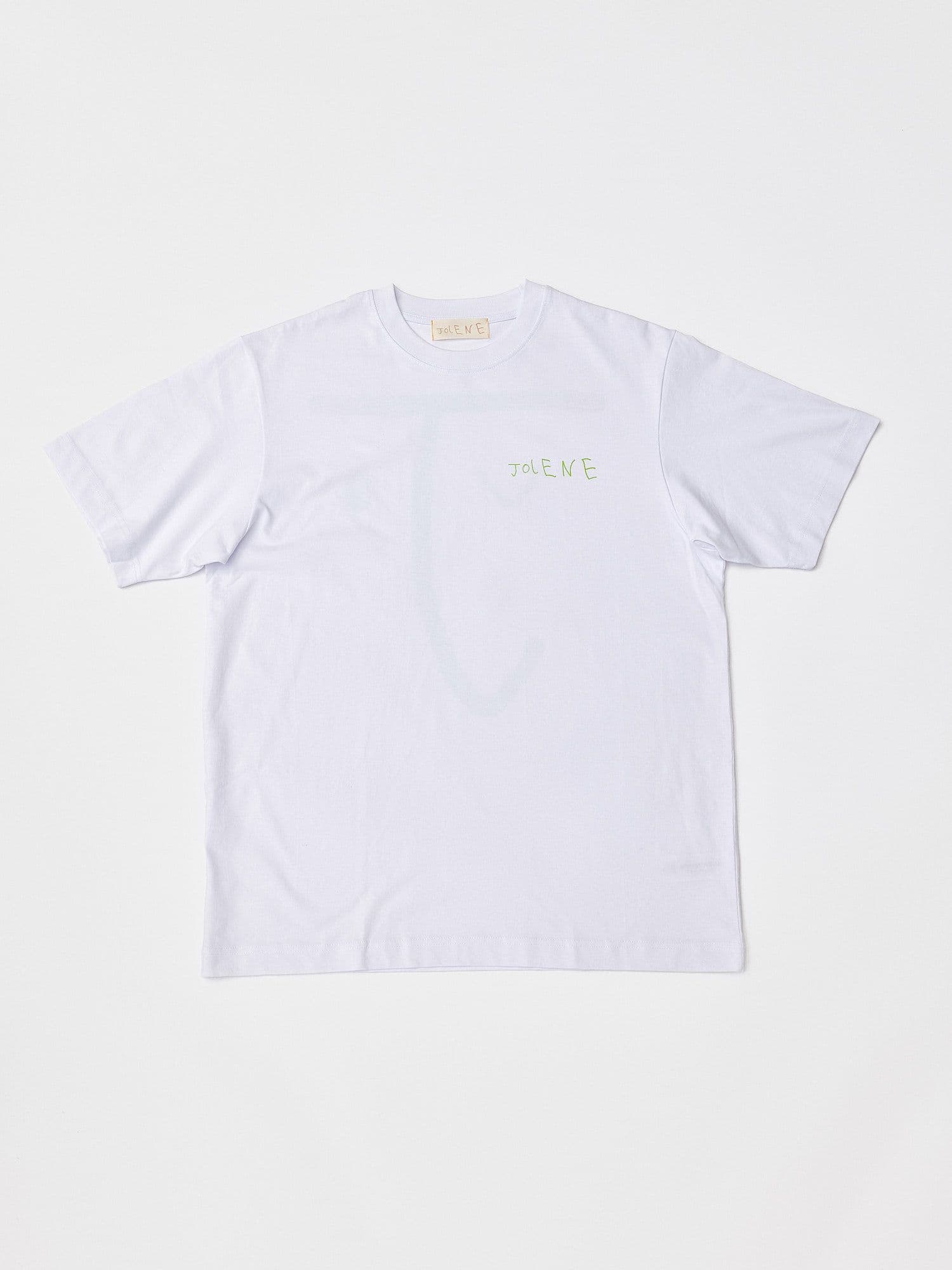 The Jolene bakery J Face short sleeve t shirt with the Jolene logo on the chest