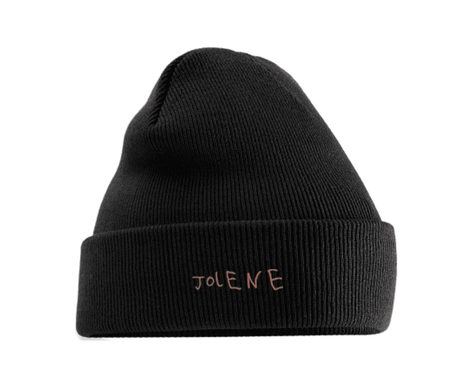 The Jolene bakery Beanie in black with an embroidered Jolene logo
