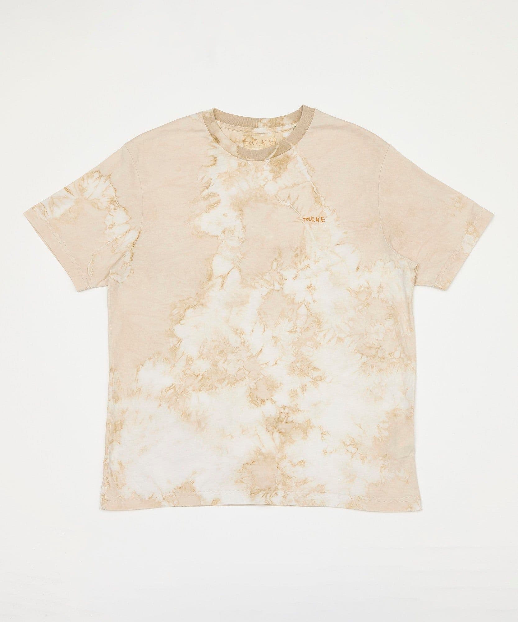 A flat product image of the Jolene coffee dyed short sleeve t shirt