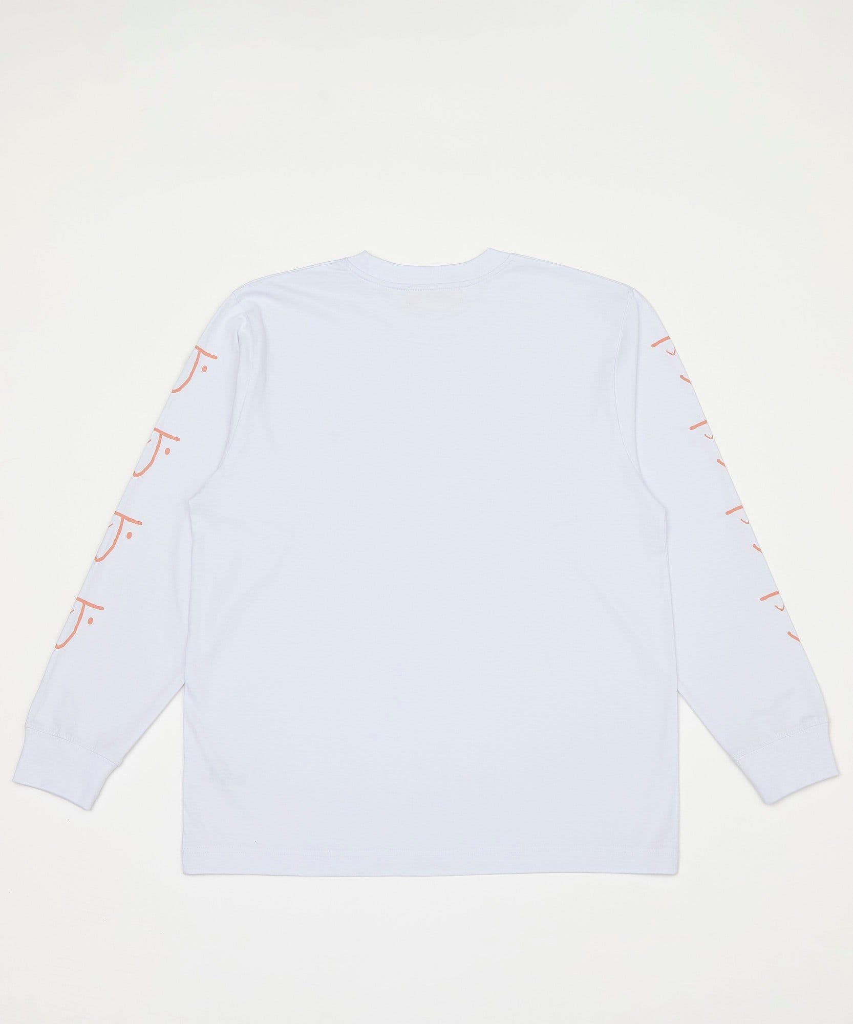 The Jolene bakery long sleeve t shirt showing the J face logo down the sleeve